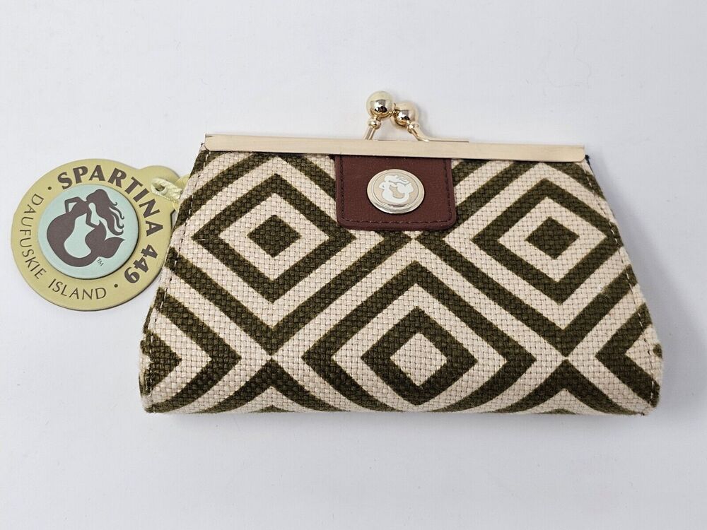 Spartina 449 Coinpurse Mini Bag Wallet Daufuskie Island Linen Leather